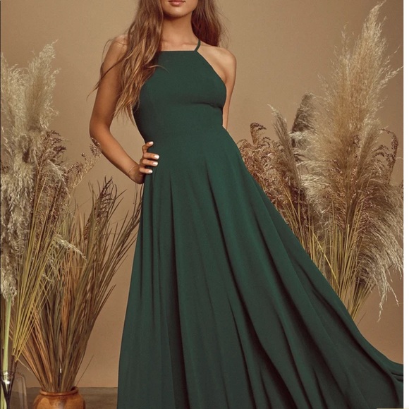 Lulu’s Mythical Kind of Love Dark Green Maxi Dress - Picture 1 of 11